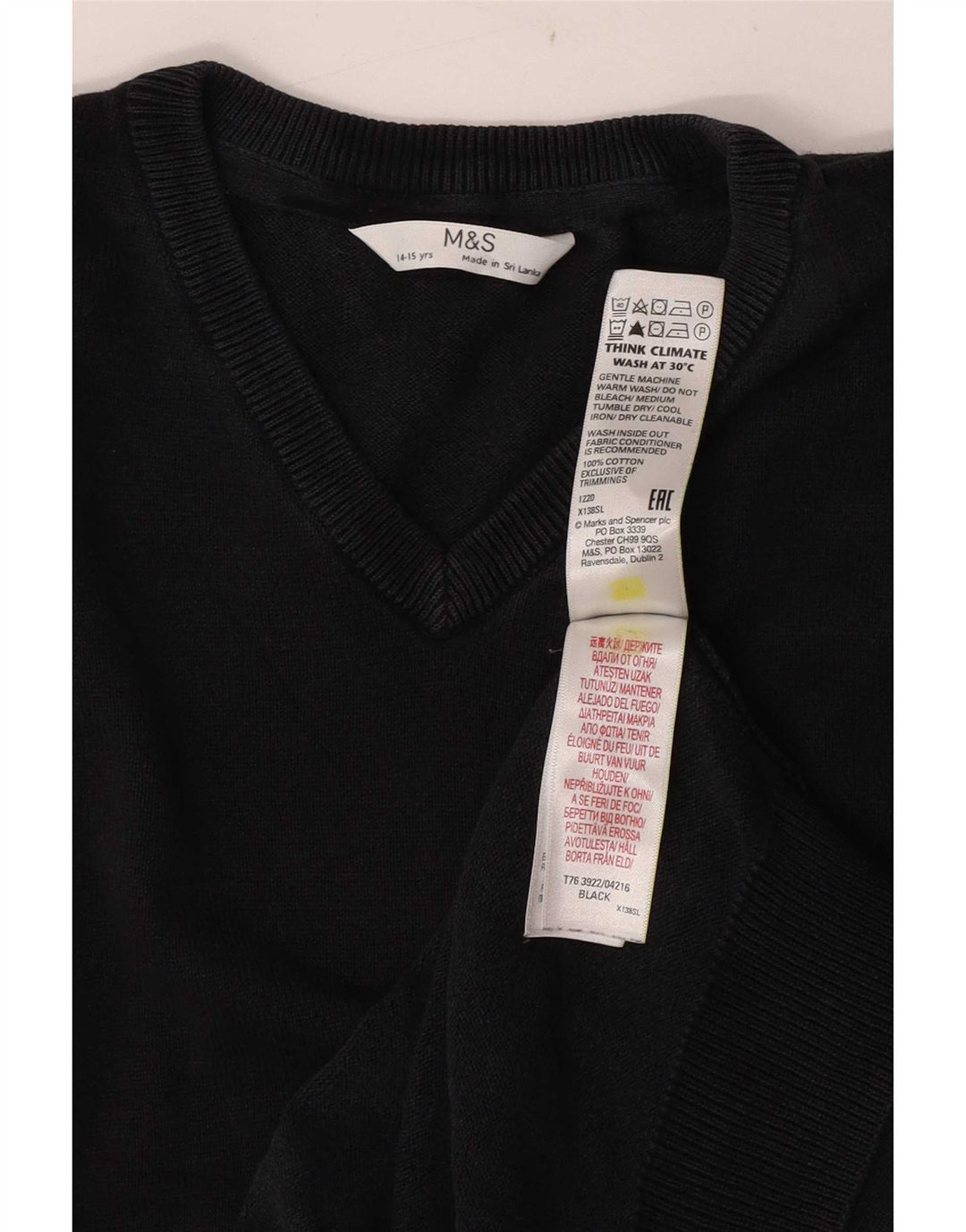 Marks & Spencer Tanktop für Jungen, 14–15 Jahre, schwarze Baumwolle