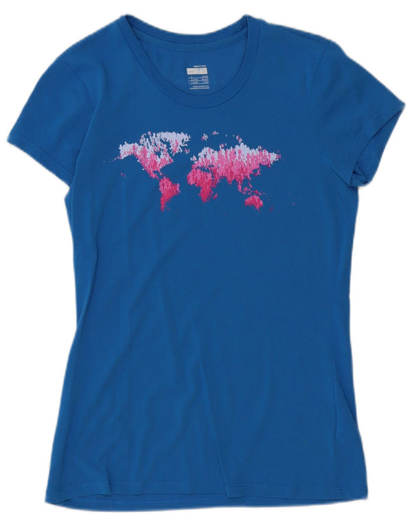 Nike Womens Graphic T-Shirt Top UK 8/10 Small Blaue Baumwolle