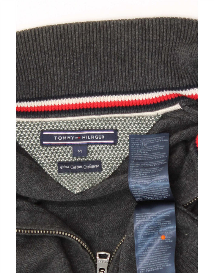 Tommy Hilfiger Herren-Cardigan mit durchgehendem Reißverschluss, mittelgraue Baumwolle