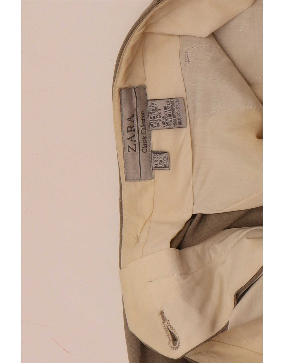 Zara Mens Pegged Suit Hose EU 38 Small W30 L30 Graues Polyester