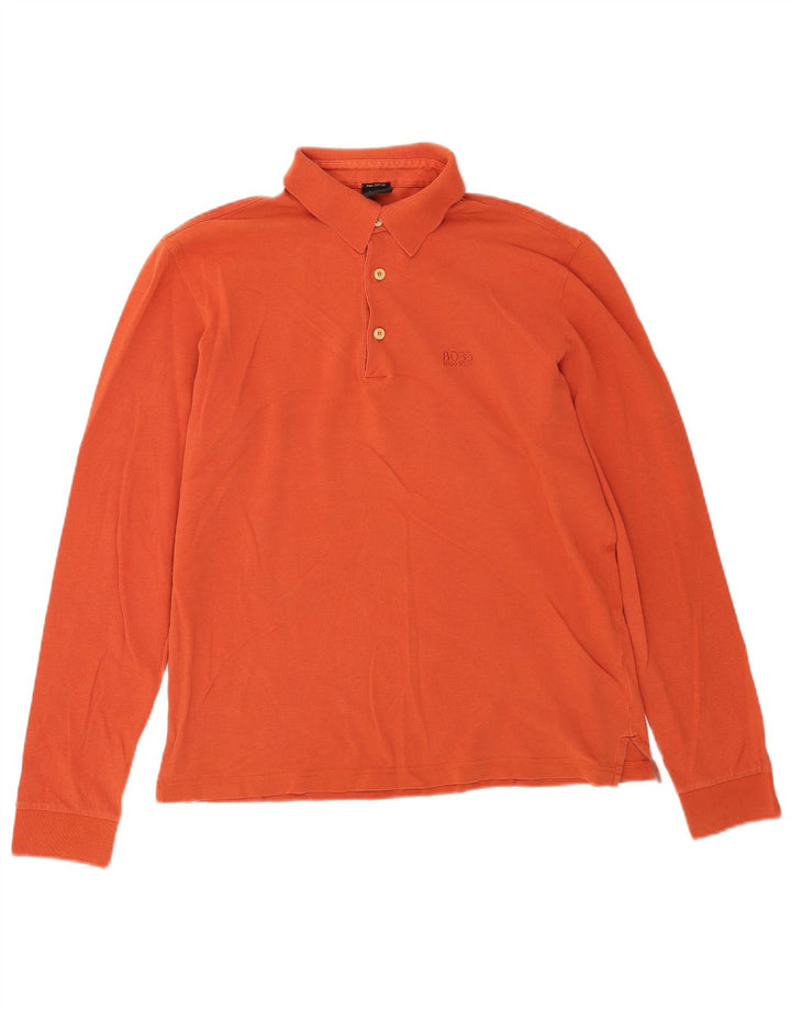 Hugo Boss Herren Langarm-Poloshirt Small Orange
