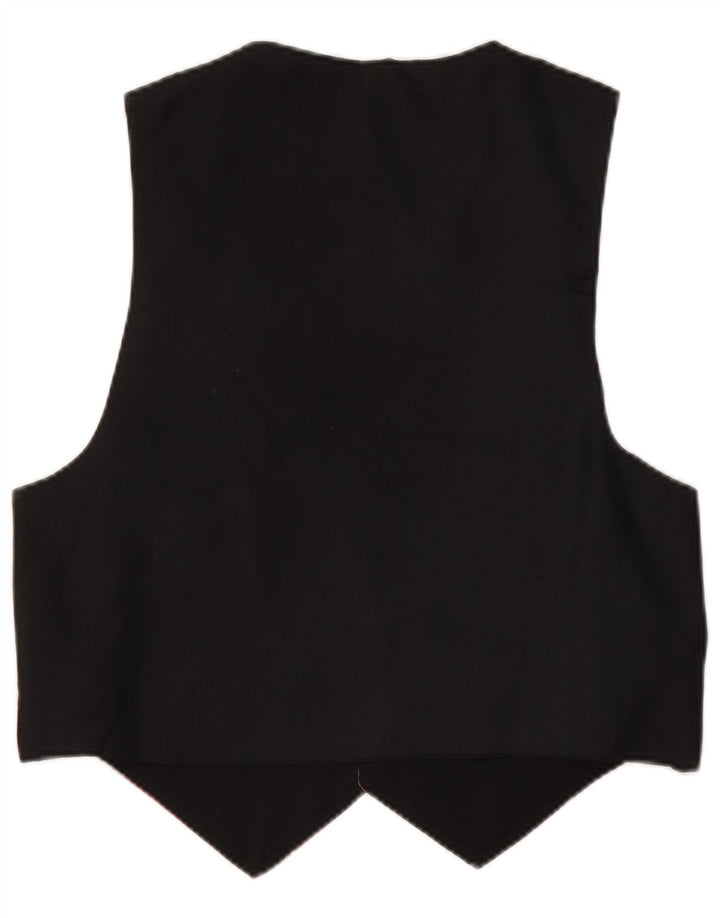 VINTAGE Damen Weste UK 14 Medium Schwarz Floral Polyester