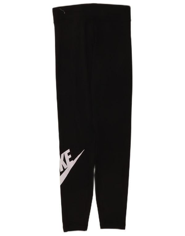 Nike Womens Graphic Leggings UK 10 Small Schwarz Baumwolle