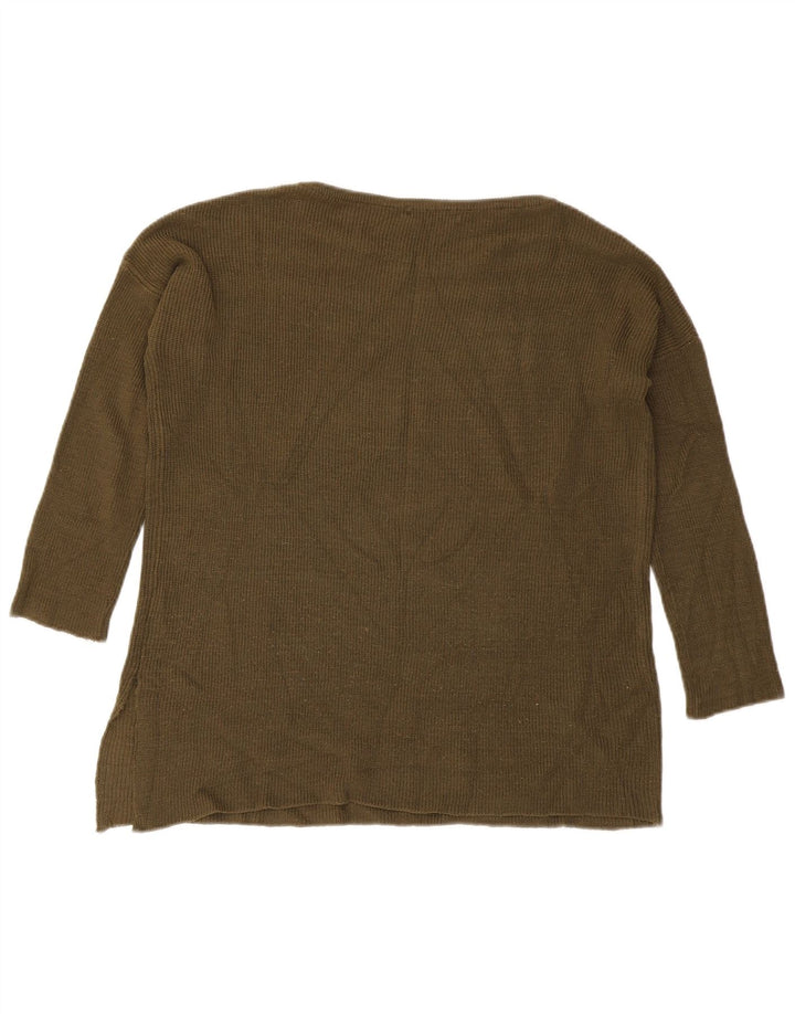 Zara Damen-Pullover mit U-Boot-Ausschnitt, Gr. 14, mittleres Khaki