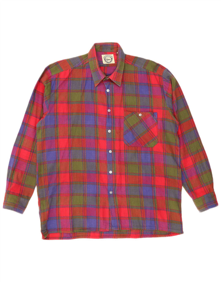 VINTAGE Herren-Flanellhemd, Größe 41/42, große, mehrfarbig karierte Baumwolle