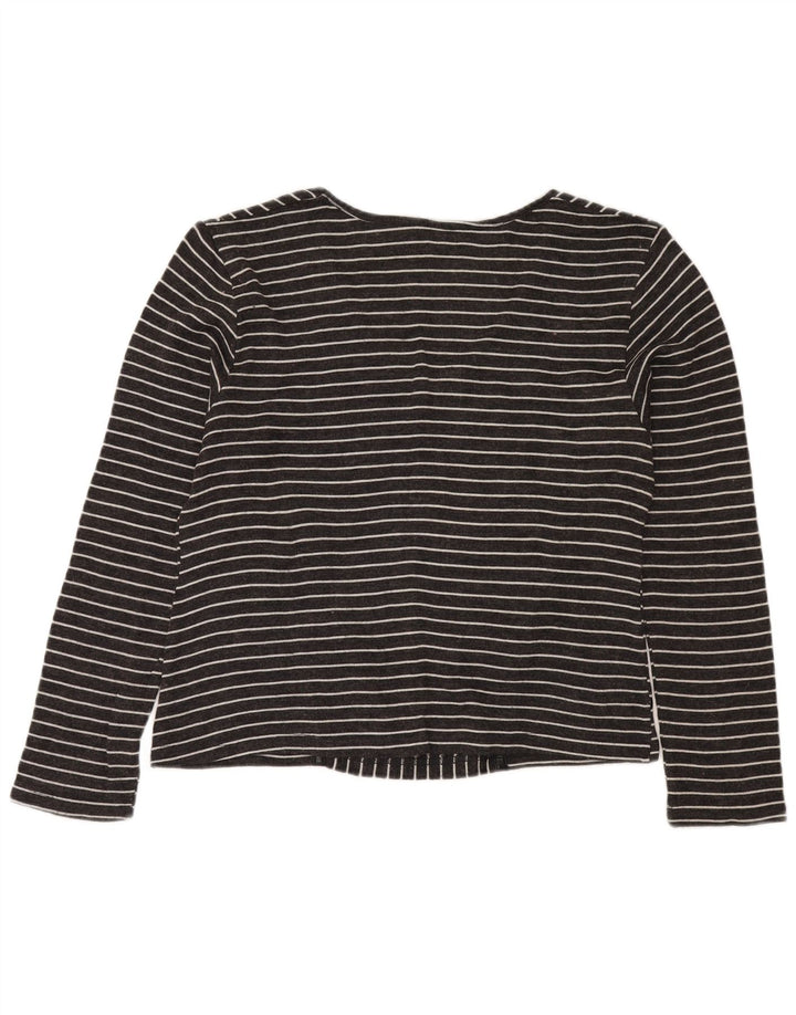 GATTINONI Womens Graphic Top Long Sleeve IT 48 XL Grey Striped Wool