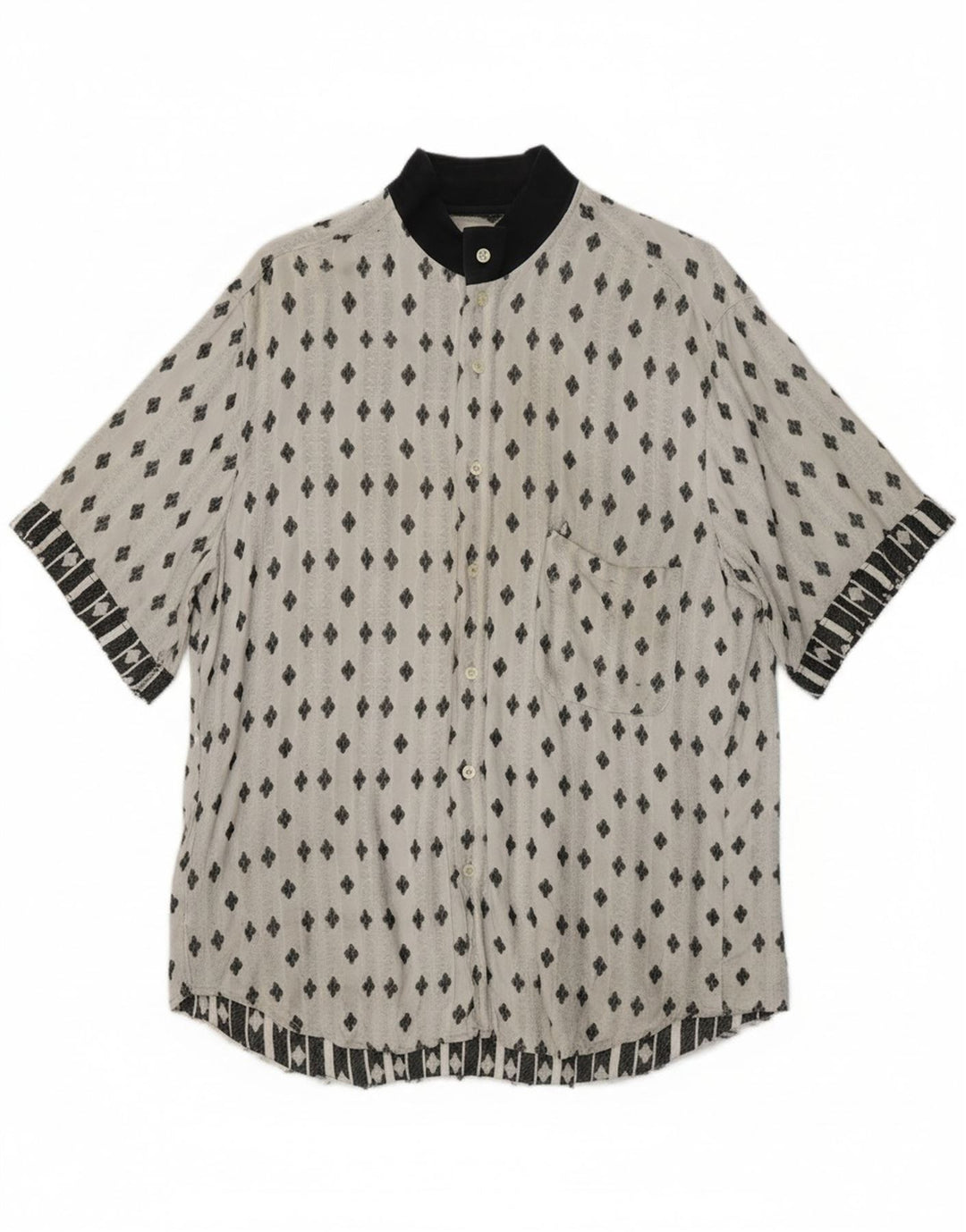 QUARRY Mens Abstract Pattern Short Sleeve Shirt Medium Off White