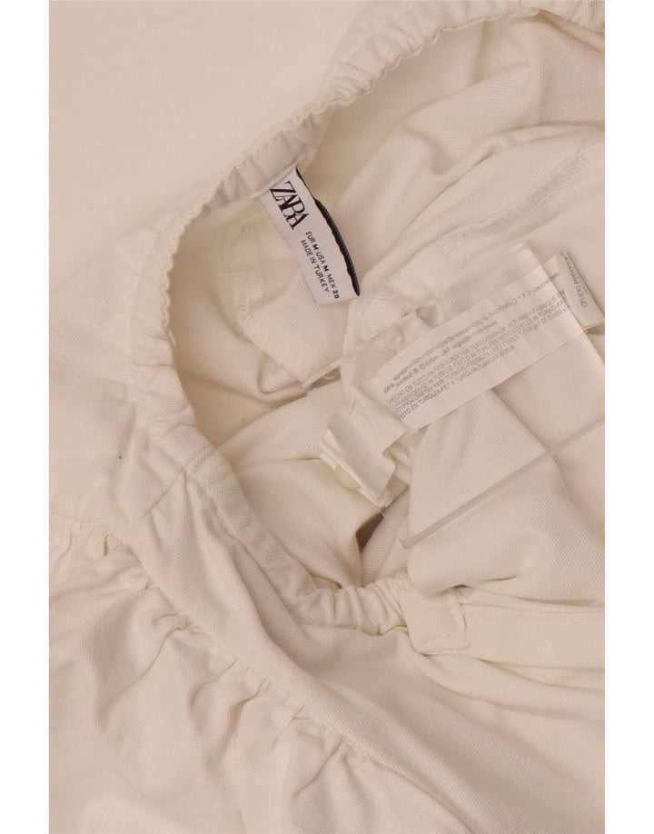 Zara Damen-Jumpsuit UK 12 Mittelweiße Baumwolle