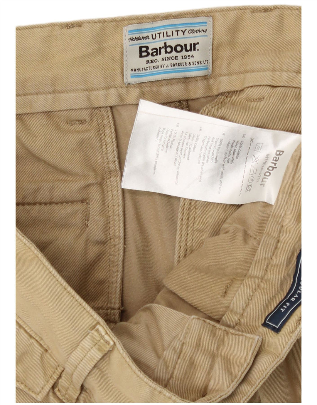 Barbour Herren-Chinoshorts mit normaler Passform, W36, große beige Baumwolle