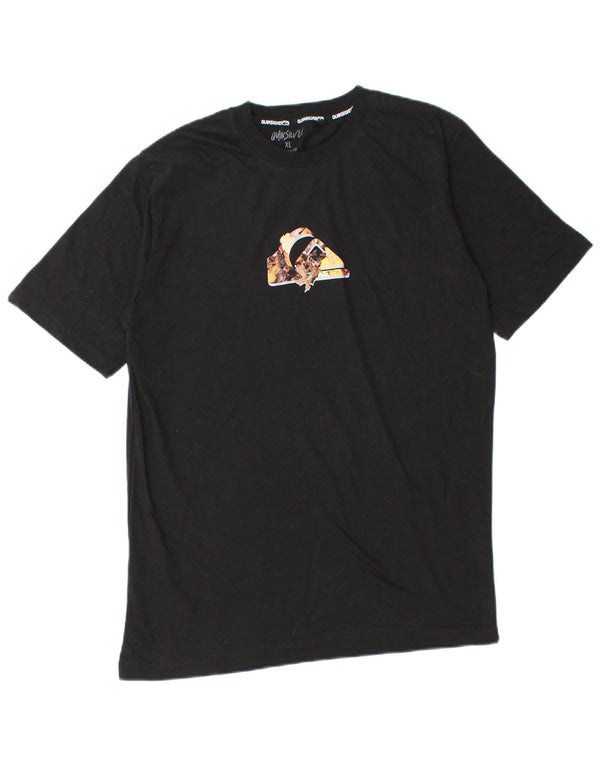 Quiksilver Modern Fit Grafik-T-Shirt-Oberteil für Jungen, 15–16 Jahre, XL, schwarze Baumwolle