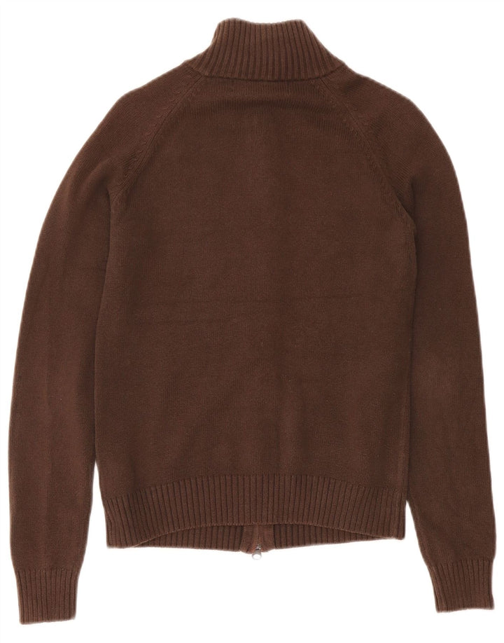 Zara Damen-Pullover mit Reißverschluss am Hals, UK 12, mittelbraune Baumwolle