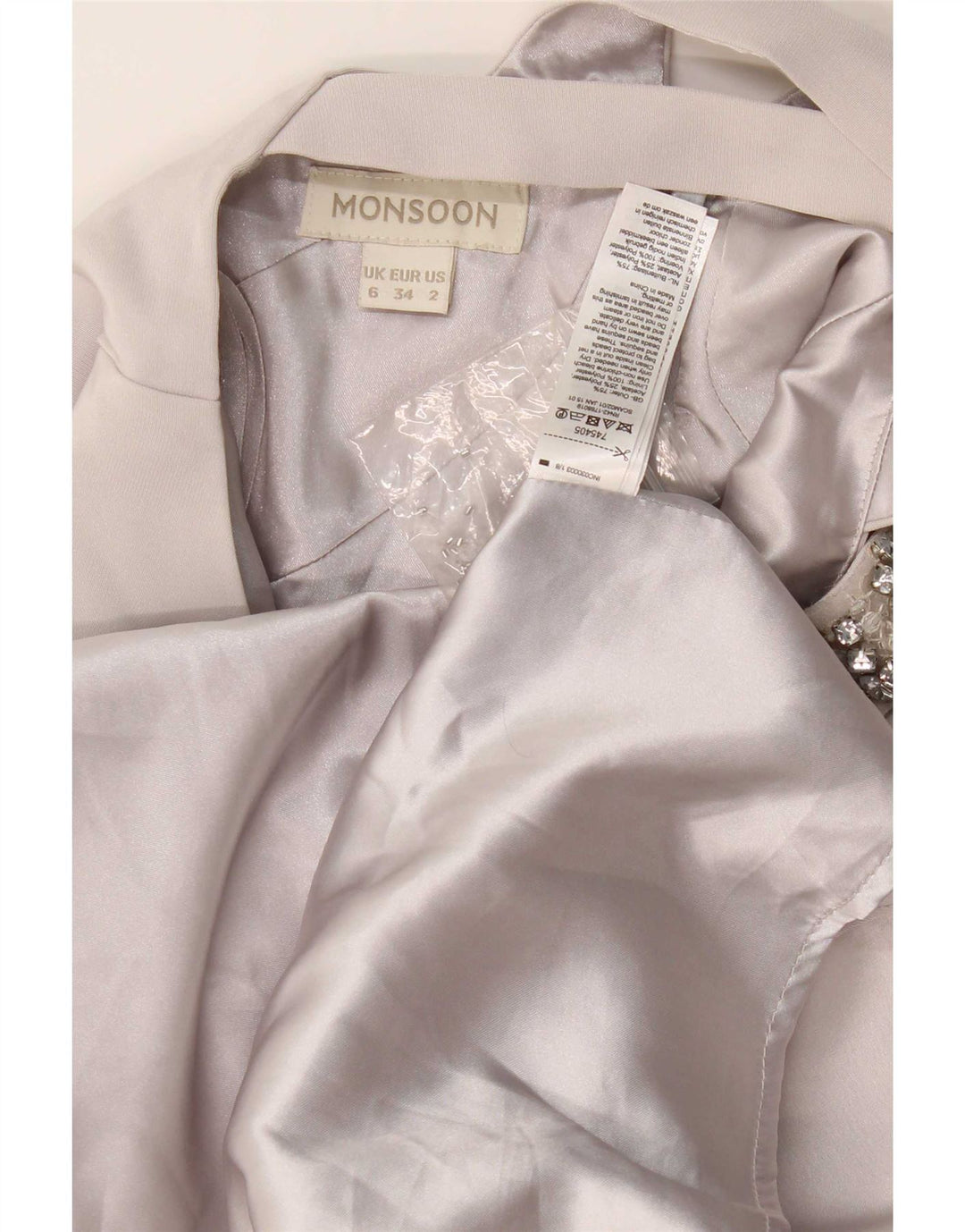 Monsoon Damen Neckholder-Kleid UK 6 XS Graues Acetat