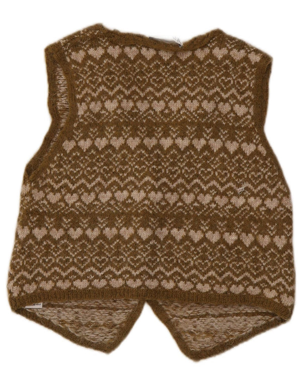 Zara Damen Strickweste UK 12 Medium Khaki Fair Isle Acryl