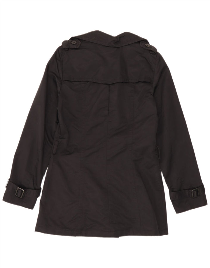 Zara Damen Trenchcoat UK 12 Mittelschwarze Baumwolle