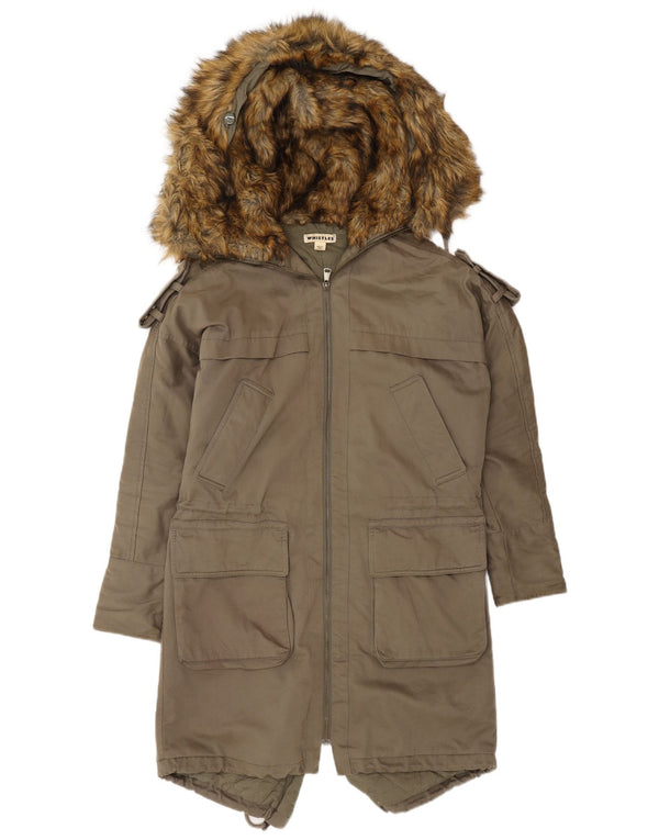 Whistles Damen-Parka mit Kapuze, UK 6, XS, Khaki, Baumwolle, Armee