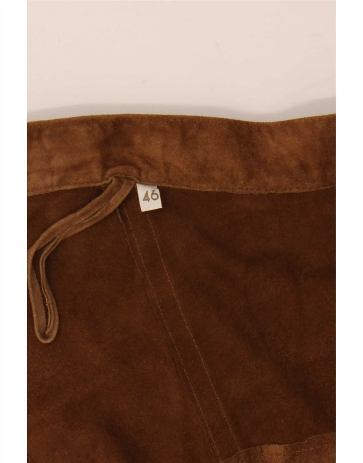 Vintage Damen Wildleder Wickelrock Asymmetrisch IT 46 Groß W30 Beige