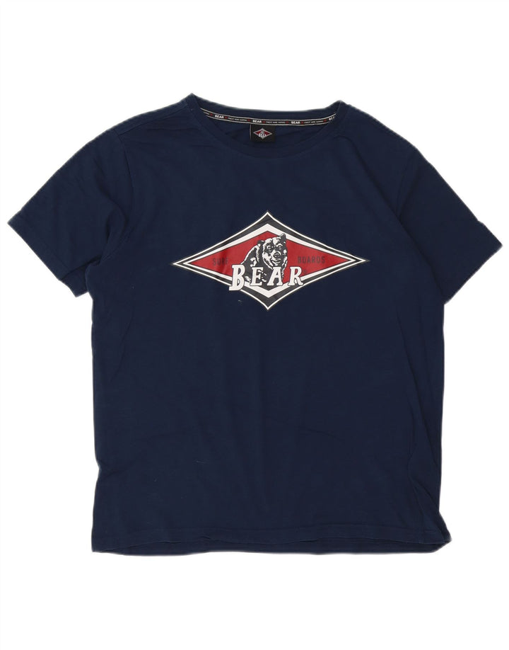 Bear Herren-T-Shirt mit Grafik, Größe S, Marineblau, Baumwolle