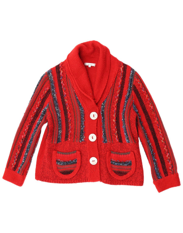 Vintage Damen Cardigan Pullover UK 18 XL Rot gestreift Acryl