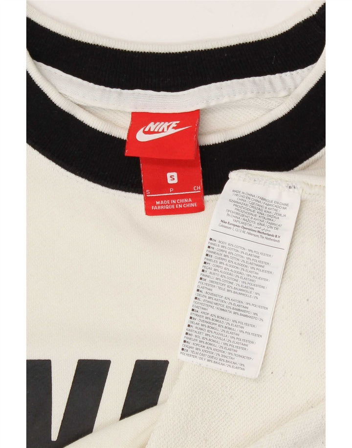 Nike Damen-Sweatshirt mit Grafik, UK 10, Größe S, Weiß, Farbblock