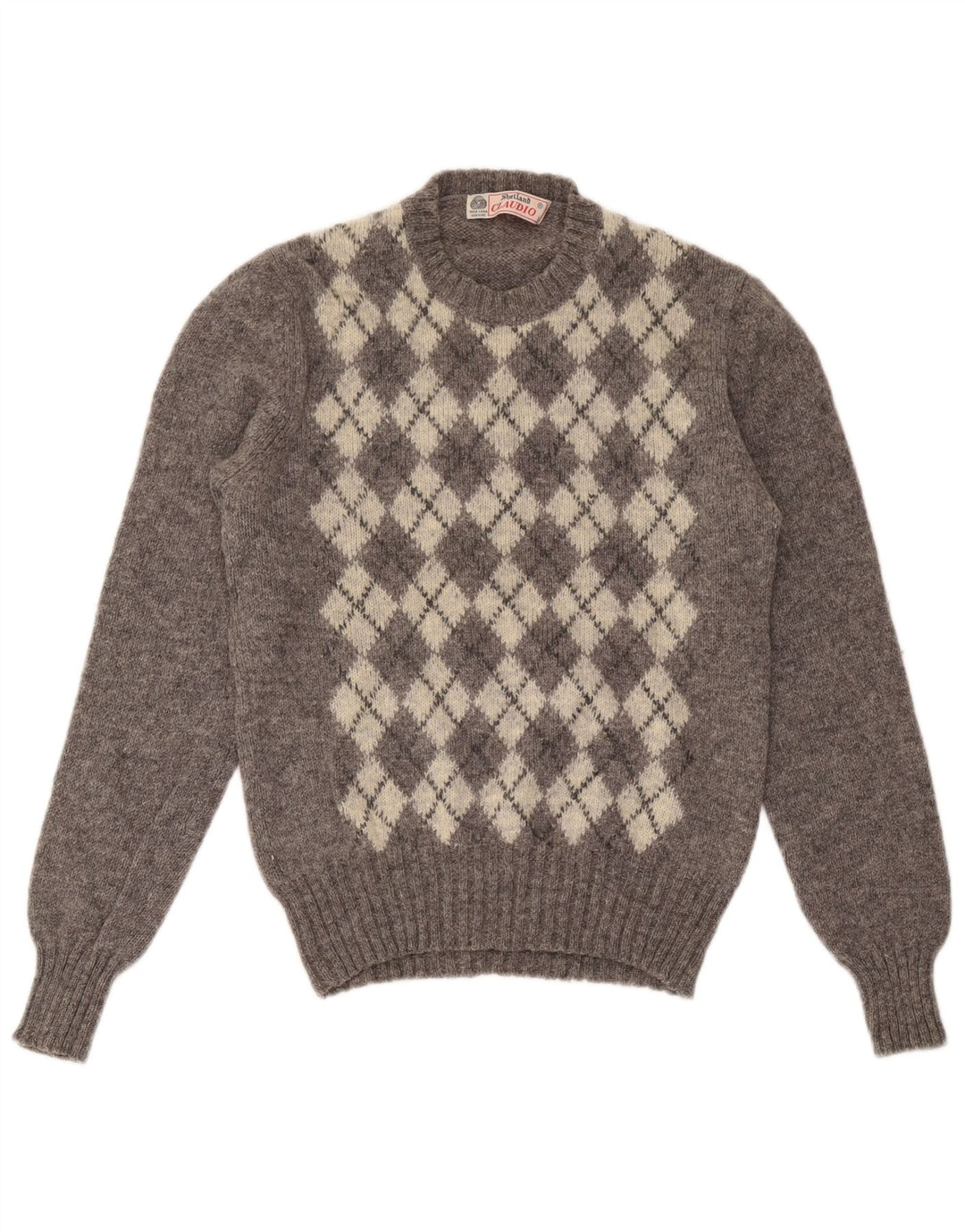 Claudio Damen-Pullover mit Rundhalsausschnitt, Gr. 40, Größe L, Grau Argyle/Diamant