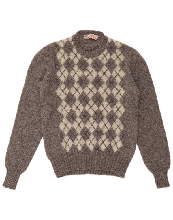 Claudio Damen-Pullover mit Rundhalsausschnitt, Gr. 40, Größe L, Grau Argyle/Diamant