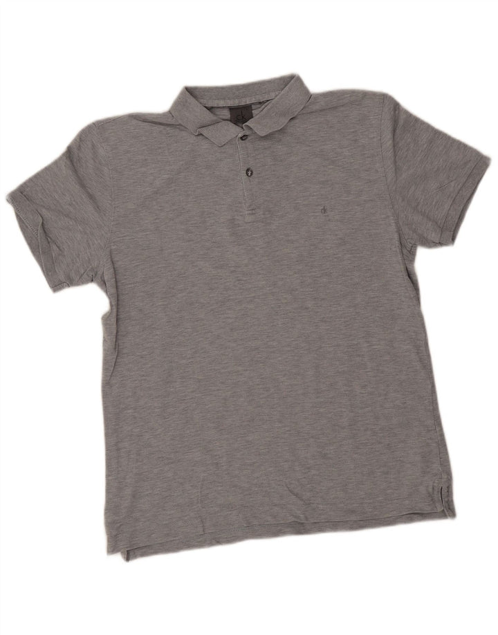 Calvin Klein Herren-Poloshirt aus mittelgrauer Baumwolle
