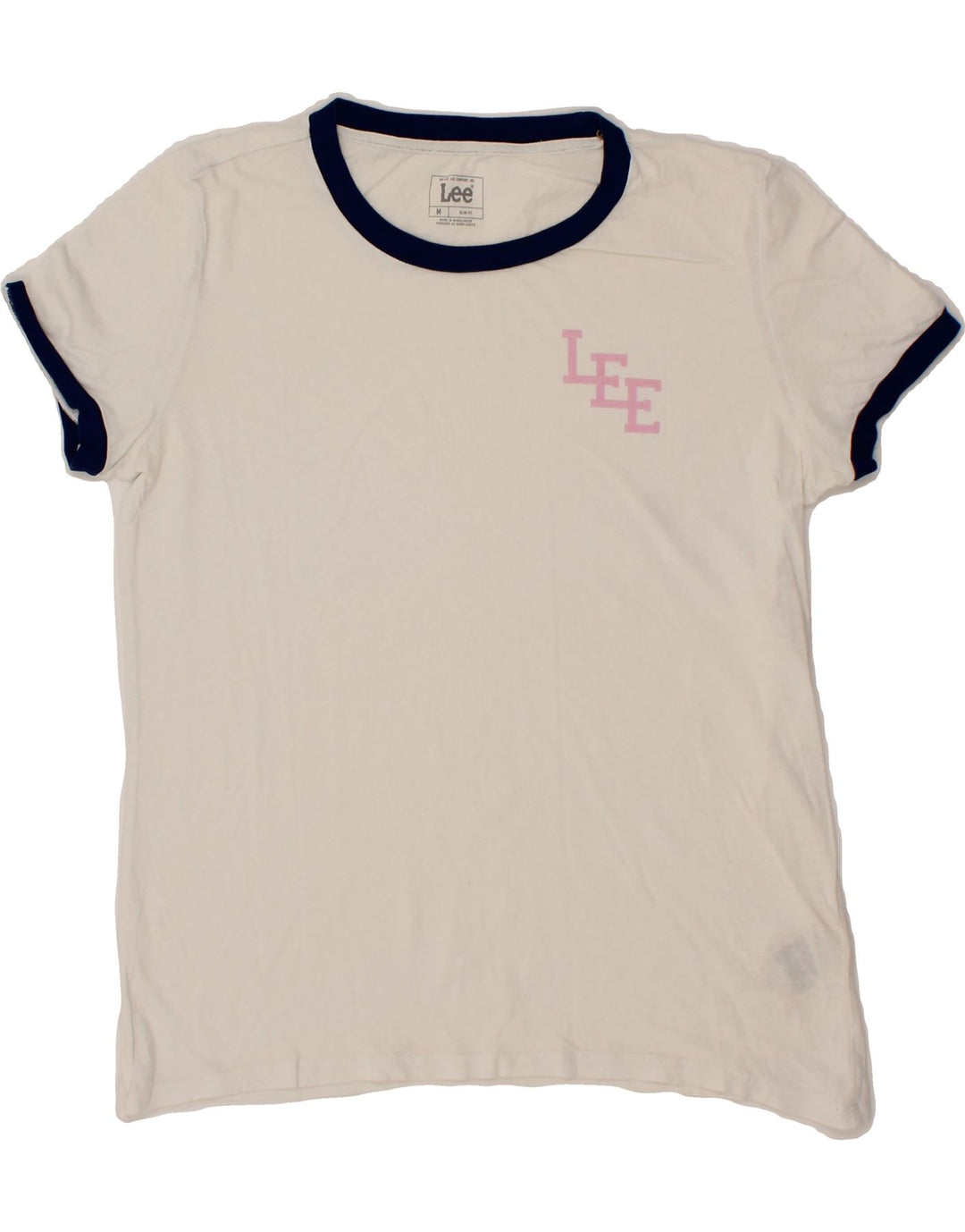 LEE Womens Slim Fit T-Shirt Top UK 14 Medium White Cotton Vintage Lee and Second-Hand Lee from Messina Hembry 