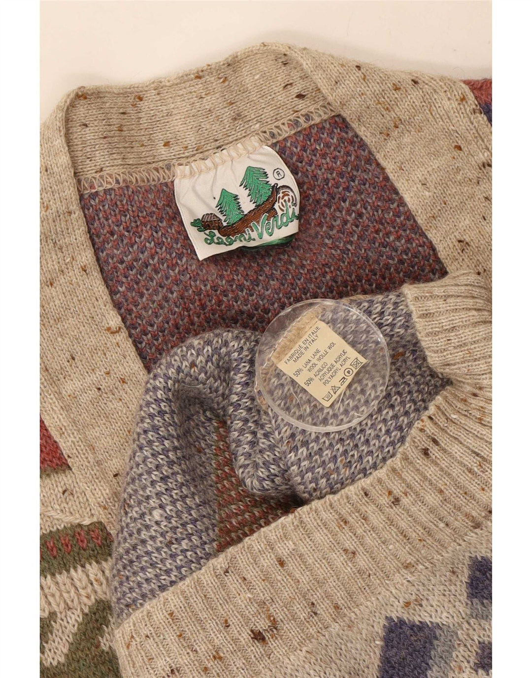 Vintage Herren Cardigan Pullover große bunte geometrische Wolle