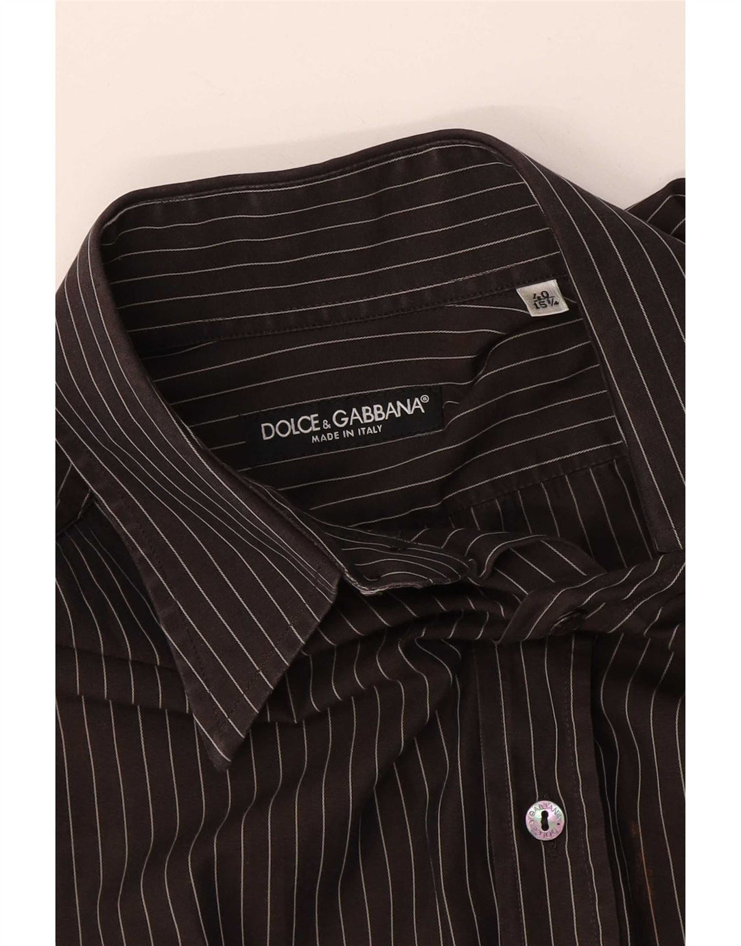 Dolce & Gabbana Herrenhemd Größe 40 15 1/2 Mittelschwarzer Nadelstreifen