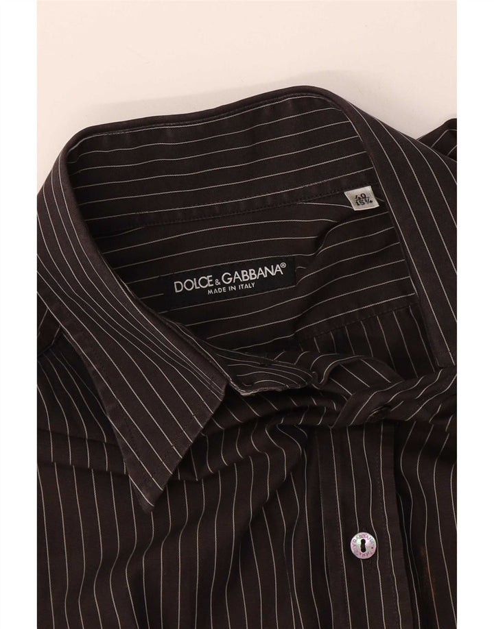 Dolce & Gabbana Herrenhemd Größe 40 15 1/2 Mittelschwarzer Nadelstreifen