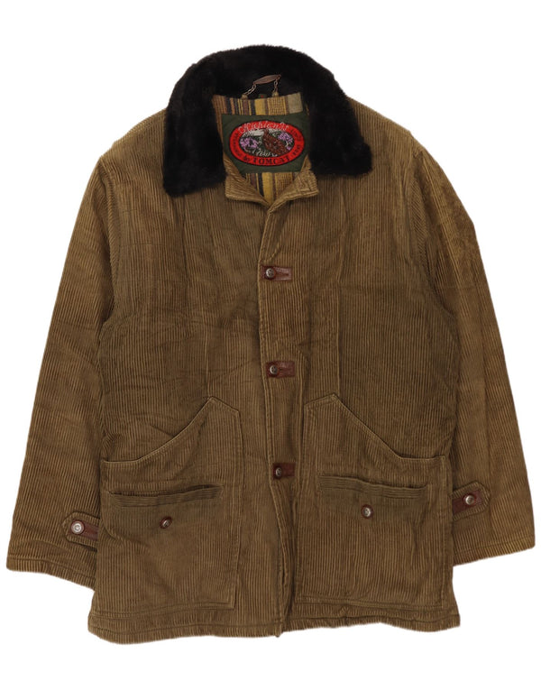 Tomcat Herren Cordjacke UK 38 Medium Khaki Colourblock Baumwolle