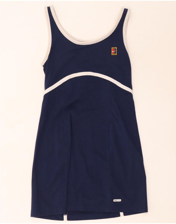 Nike Dri-Fit-Tenniskleid für Damen, US 8/10, mittleres Marineblau, Farbblock