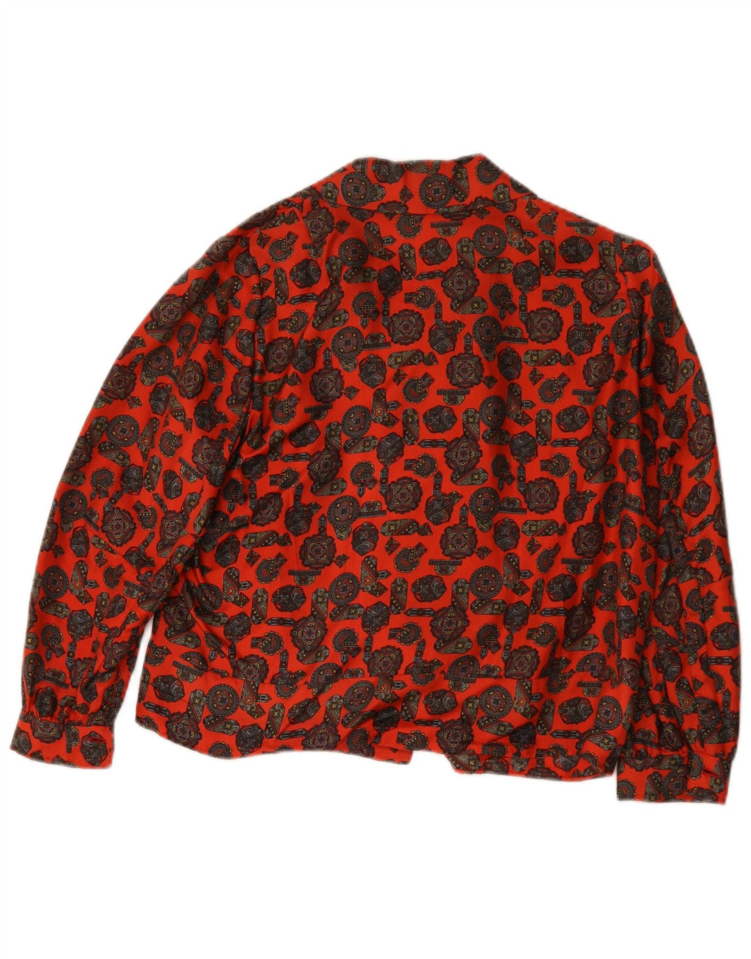 Vintage Damen Hemdbluse UK 16 Groß Rot Geometrisch