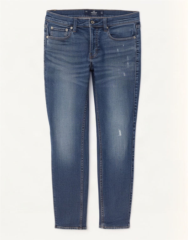 Hollister Womens Distressed Super Skinny Jeans W32 L30 Blue Cotton
