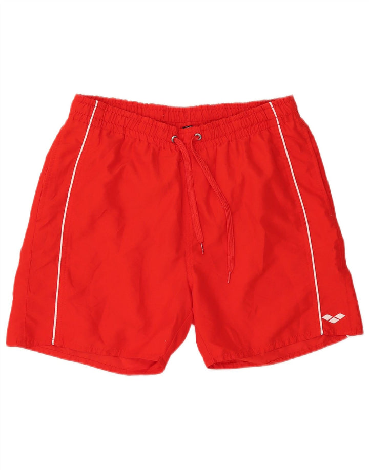 ARENA Mens Graphic Swimming Shorts Large  Red Polyester