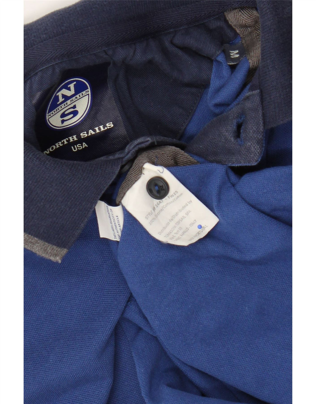 North Sails Herren-Langarm-Rugby-Poloshirt aus mittelblauer Baumwolle