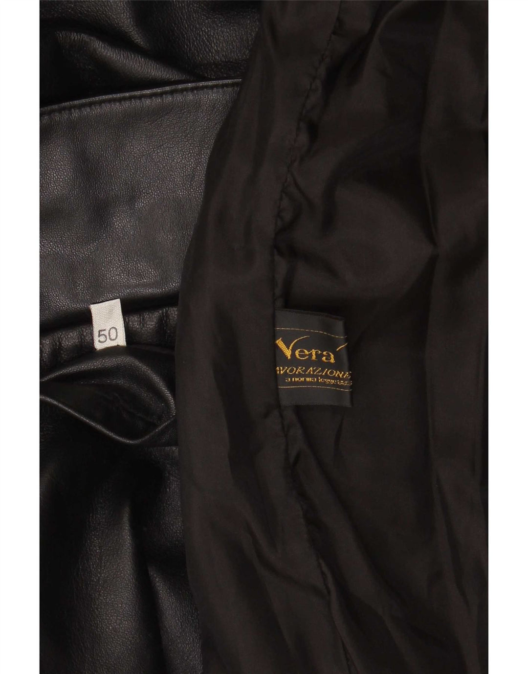 Vintage Herren Ledermantel IT 50 Large Schwarz