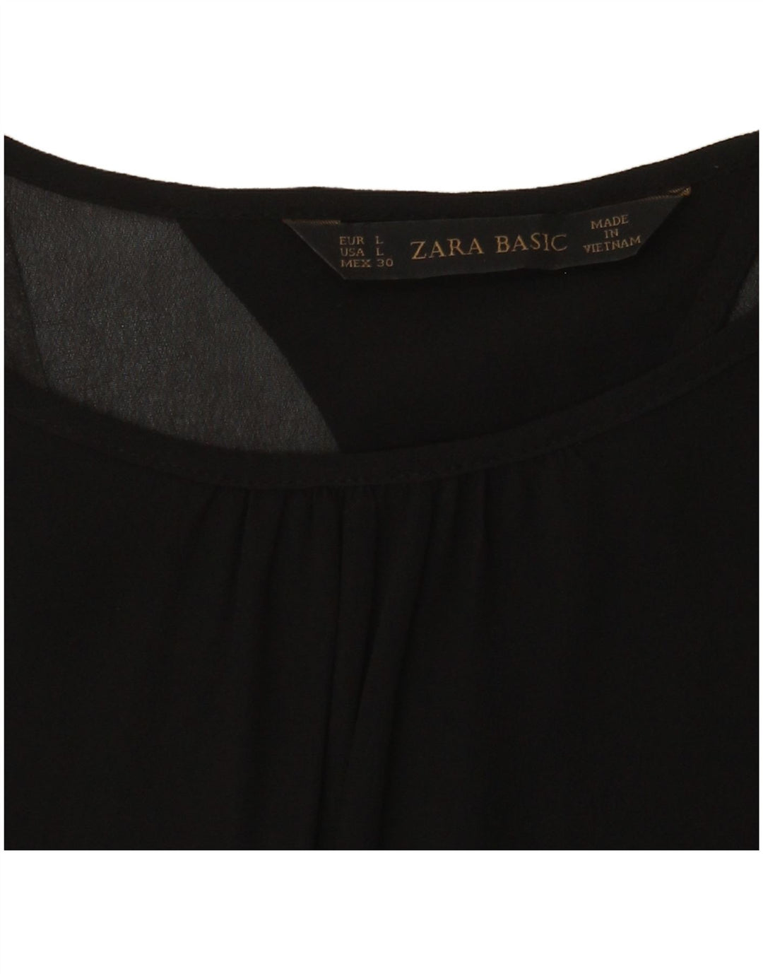 Zara Damen Langarm-Blusenoberteil UK 14 Large Schwarz