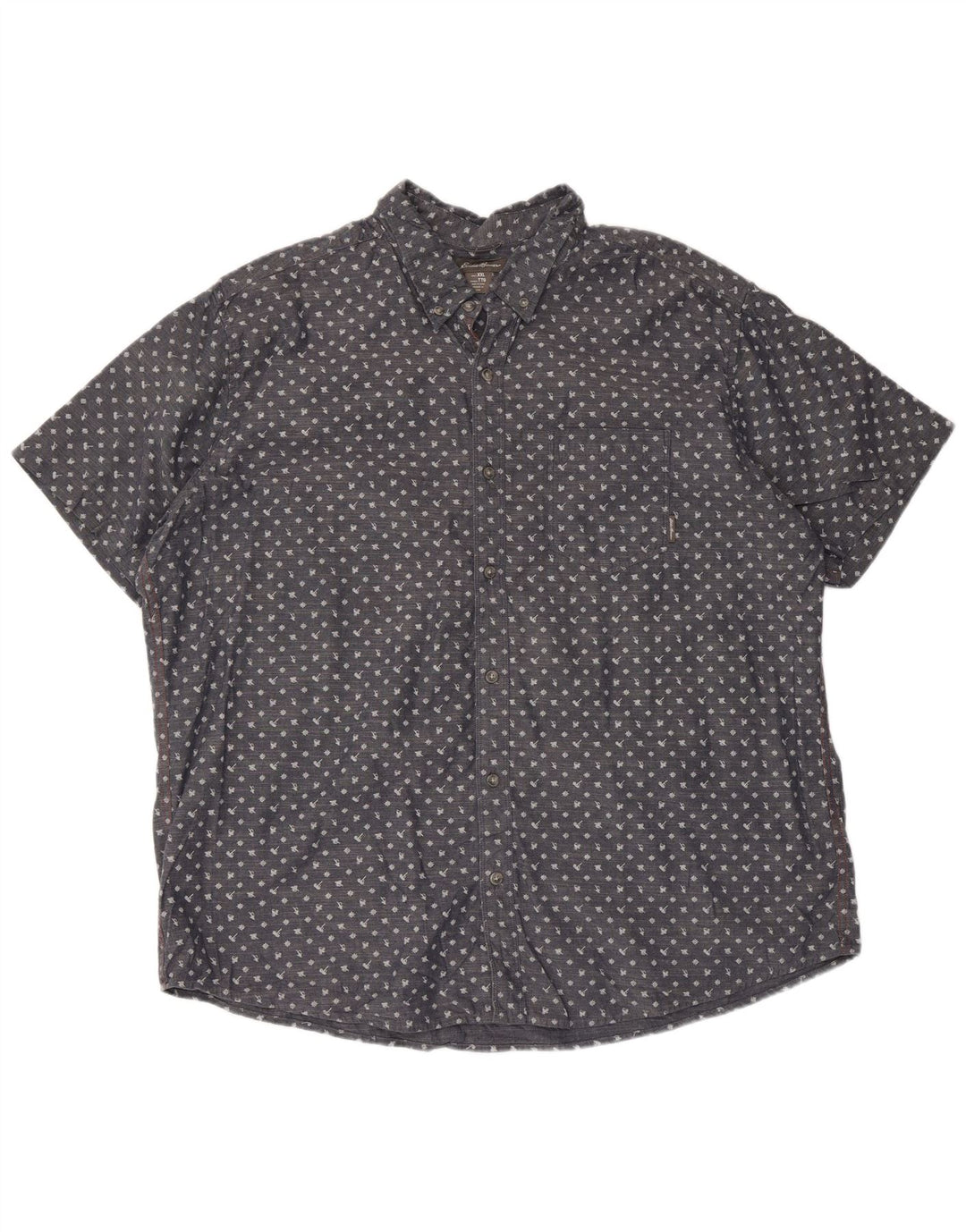 Eddie Bauer Herren Kurzarmhemd 2XL Blau gepunktete Baumwolle