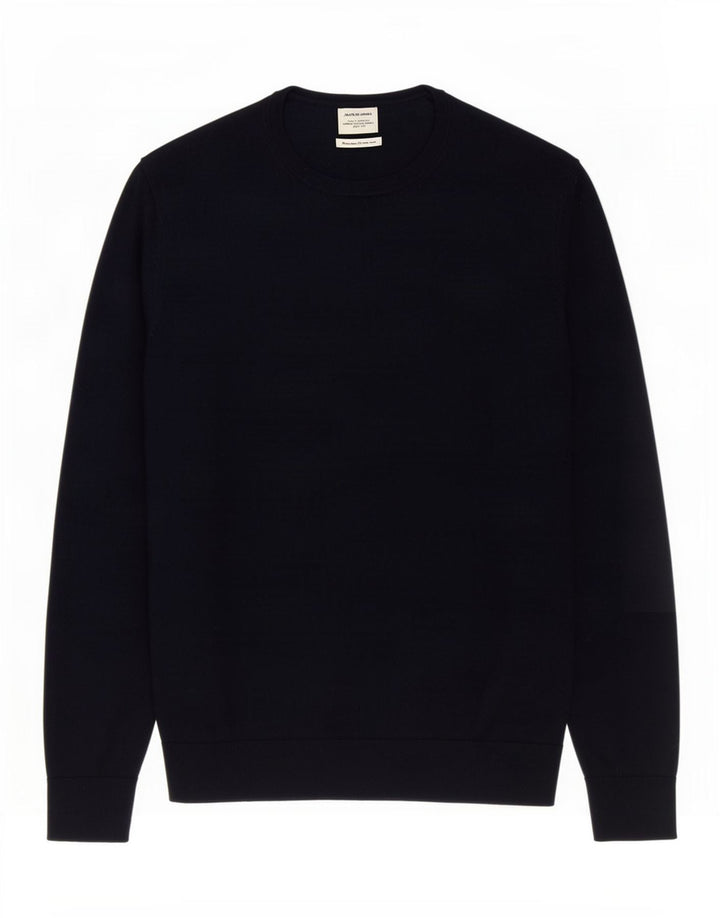 Jack & Jones Herren-Pullover mit Rundhalsausschnitt, mittelmarineblaue Merinowolle