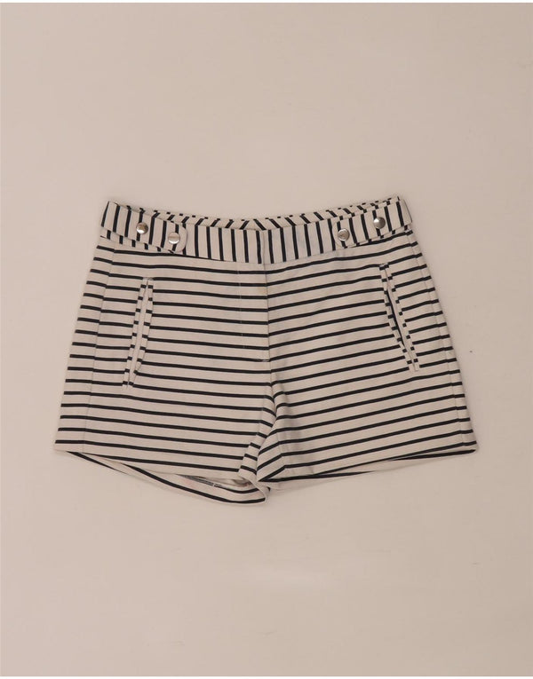 Zara Damen Regular Casual Shorts XS W28 Weiß gestreift
