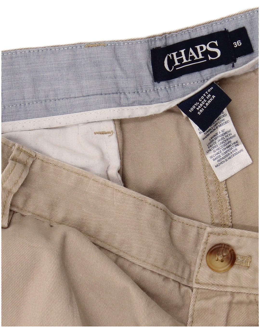 CHAPS Mens Chino Shorts W36 Large Beige Cotton