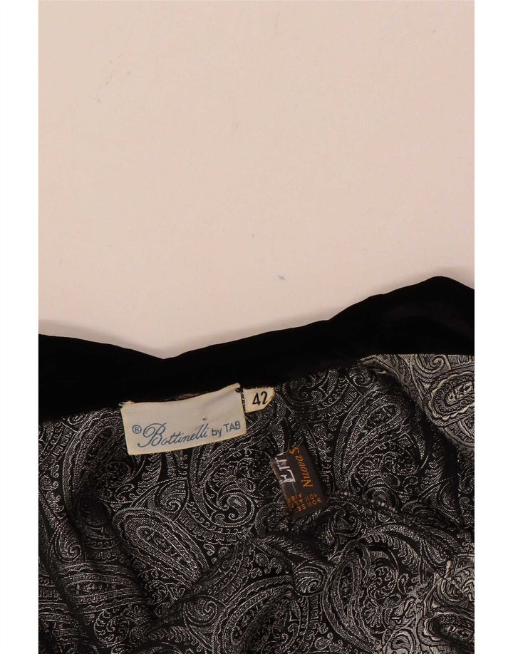 Vintage Damen Cardigan Top IT 42 Medium Silber Paisley Seide