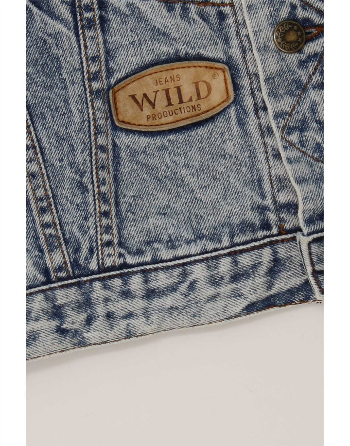 Wild Herren Jeansjacke UK 38 Mittelblaue Baumwolle