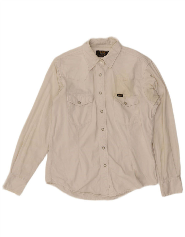 Lee Damen Jeanshemd UK 14 Mittelweiße Baumwolle