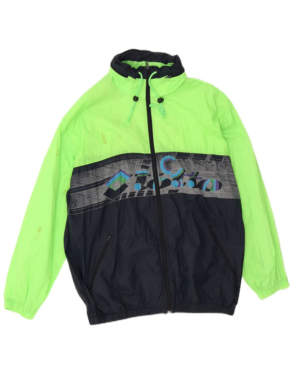 Lotto Herren-Regenjacke mit Kapuze und Grafik, UK 42, XL, grünes Farbblock-Polyester
