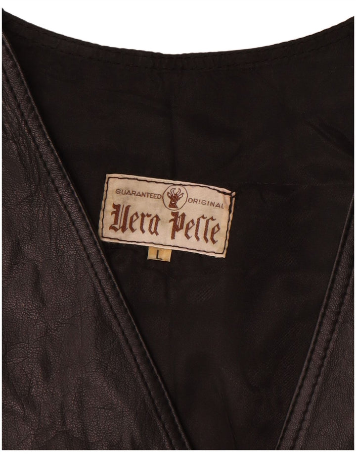 Vintage Herren Lederweste Großes schwarzes Leder