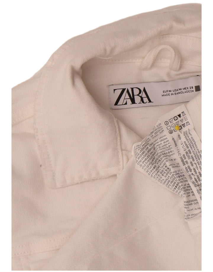 Zara Damen Crop Jeansjacke UK 14 Mittelweiße Baumwolle