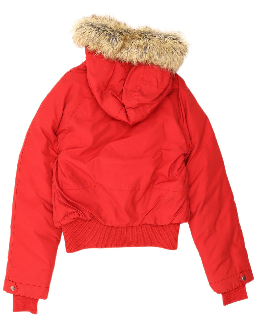 Woolrich Wattierte Damenjacke mit Kapuze, UK 14, große rote Baumwolle