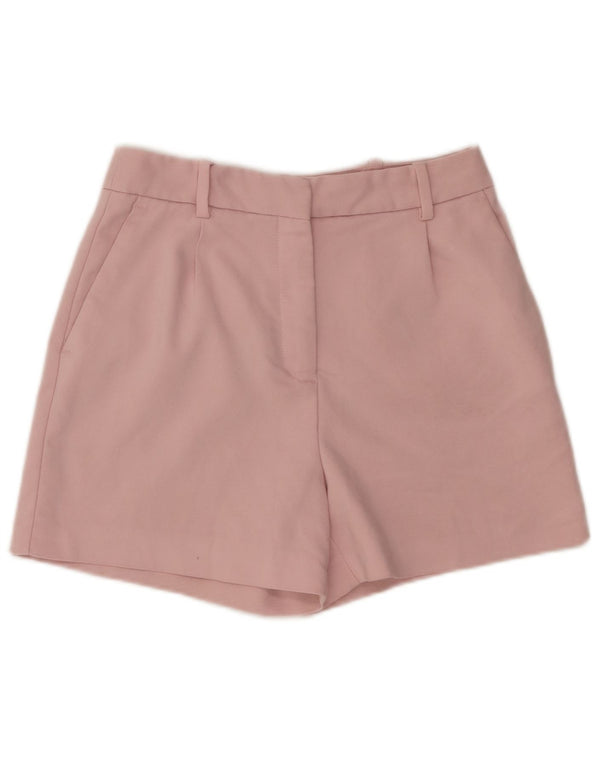 Zara Damen-Chinoshorts mit hoher Taille, Größe S, Größe W26, rosa Baumwolle
